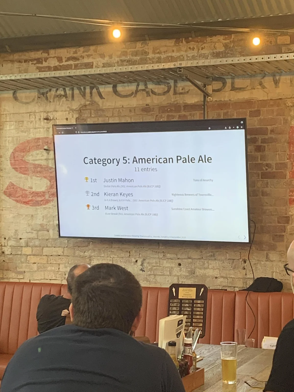 QABC 2025 American Pale Ale results showing Mark in third place